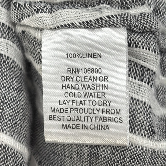 Boho Chic Linen Gray Striped Button-down‎ 3/4 sleeve Shirt size Small - Picture 4 of 6